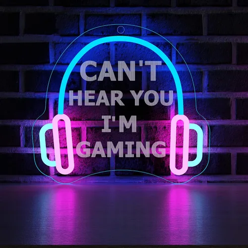 YuanDian Letrero de Neón para Jugadores, No Te Oigo Estoy Jugando Luces LED de Neón para Decoración de Pared de Sala de Juegos, Ideas de Regalo para