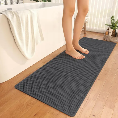 Miniatura 22 de YDKGL Alfombras de baño antideslizantes, superabsorbentes, de secado rápido, para baño, textura de tejido de espuma, alfombras de baño delgadas