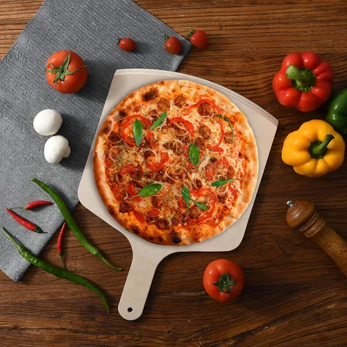 Miniatura 9 de UPTRUST Pela de pizza de madera natural de alta calidad, rectangular, 12 x 17 pulgadas, espátula grande para pizza, tabla de cortar para hornear