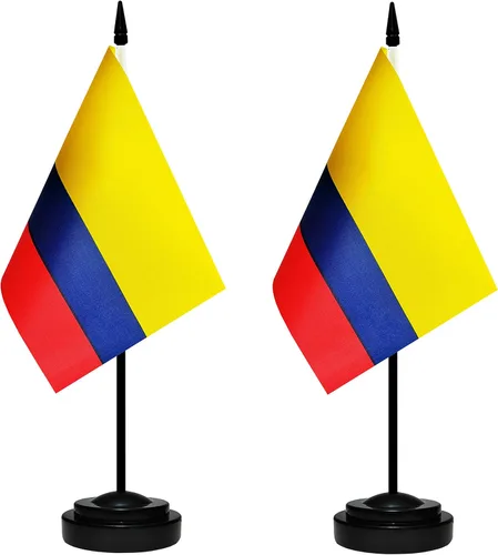 Miniatura 26 de Juego de banderas de escritorio de México, paquete de 2 banderas de mesa mexicanas, mini bandera de escritorio pequeña con poste negro sólido de 12