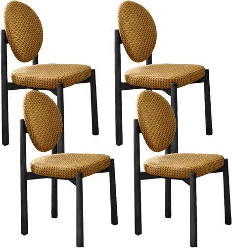 Miniatura 20 de Upholstered Dining Chairs with Fabric/Plush Cushion, Wooden Dining Room Chair Set of 1/2/4, Kitchen Chair for Living Room Balcony Black+brown