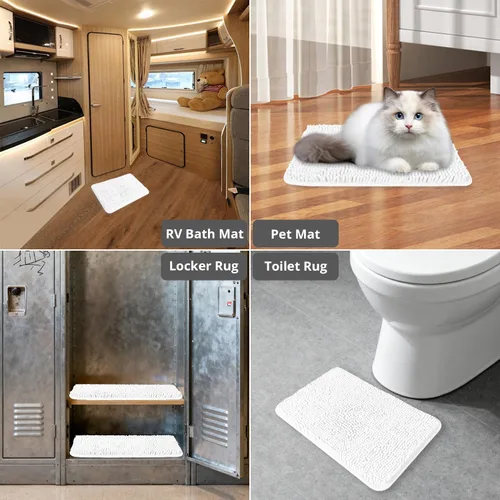 Miniatura 357 de Alfombra de baño pequeña de 12 x 18 pulgadas, lavable y absorbente, antideslizante, alfombra de baño de felpilla gruesa y suave para baño, ducha