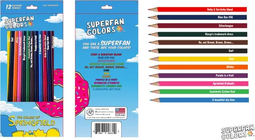 Juego de lápices de colores de la parodia de los Simpson: los colores de Springfield de SUPERFAN Colors