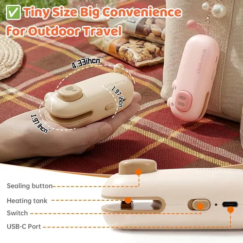 Miniatura 2 de Mini sellador de bolsas recargable 2 en 1 con imán, selladores térmicos para aperitivos de chips, máquina de sellado portátil para cocina Z1