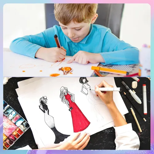 Miniatura 5 de Fulmoon 150 hojas de papel marcador a prueba de sangrado para marcador de alcohol, almohadilla de papel de dibujo para niños, artistas, estudiantes
