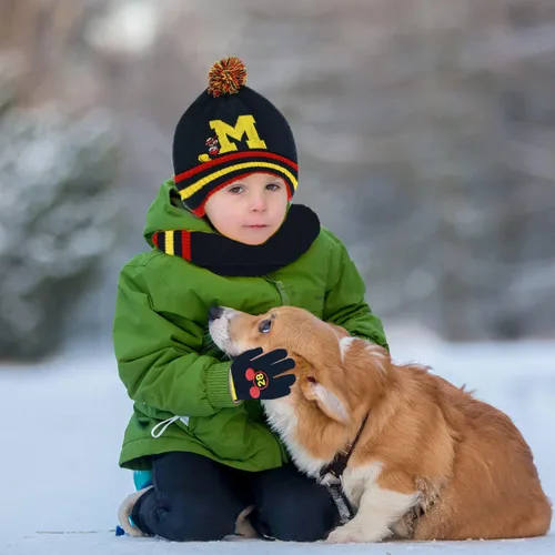 Miniatura 5 de Mickey Mouse - Gorro de invierno para niños bufanda y guantes de nieve juego de 3 piezas suave y cálido para exteriores para niños y niños pequeños