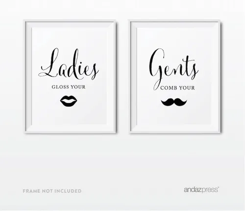 Miniatura 56 de Andaz Press Letreros de fiesta de boda, impresión formal en blanco y negro, 8.5 x 11 pulgadas, suite de novia, vestidor, paquete de 2