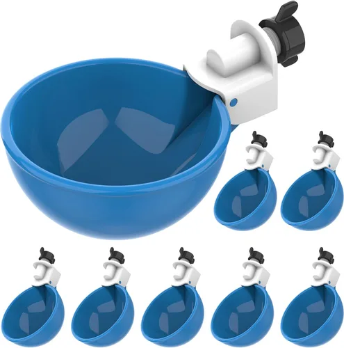 Miniatura 10 de Lil Clucker - Vasos de agua automáticos grandes azules adecuados para patos, gansos, pavos y conejos, kit de alimentador de agua, bebedero para aves