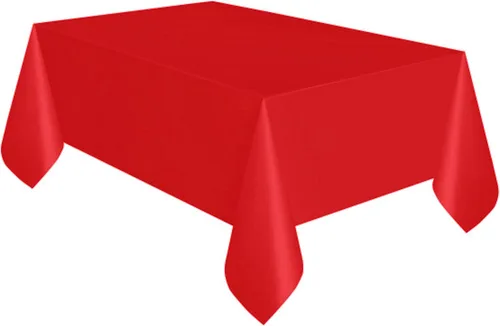 Miniatura 2 de 2 manteles rectangulares de plástico de 54 x 108 pulgadas, color rojo