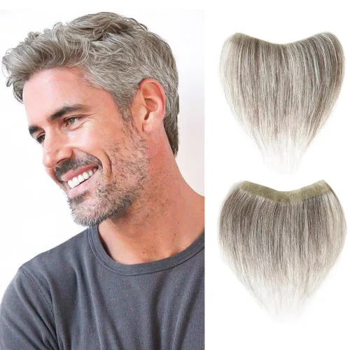 Miniatura 10 de Extensión frontal de cabello rubio claro para hombres, extensión de cabello lacio con pérdida de línea de cabello humano con cinta adhesiva