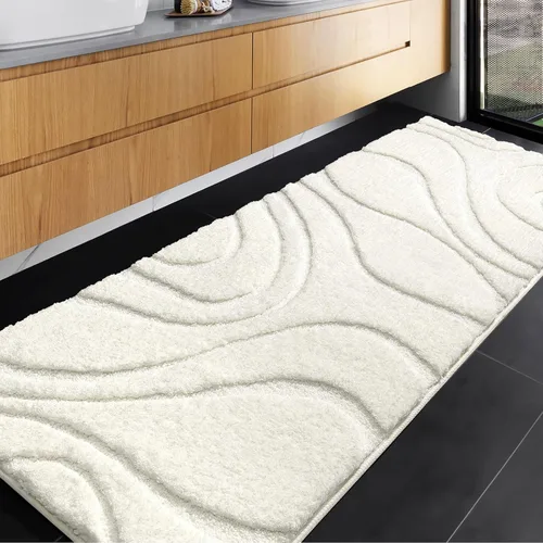 Miniatura 16 de DEXDE Alfombras de baño de 24 x 60 pulgadas, ultra suaves y absorbentes de agua, antideslizantes, de secado rápido, lavables a máquina, tapetes Negro