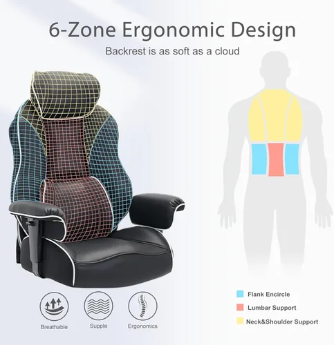 Miniatura 6 de DJWang - Silla de oficina grande y alta con reposapiés, silla de oficina ejecutiva de respaldo alto, silla ergonómica de piel sintética con soporte