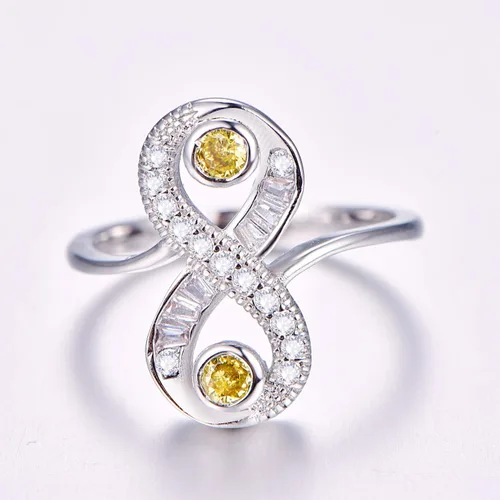 Miniatura 92 de Narica Anillo de 21 piedras chapadas en plata, apilables, corte redondo, zafiro azul, circonita cúbica, relleno de circonita cúbica, halo