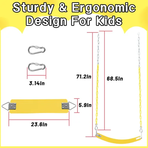 Miniatura 2 de Juego de columpio para niños con cadena de 168 cm-Columpio de cadena para adultos con anillo de metal en T de acero inoxidable-Adecuado para patio