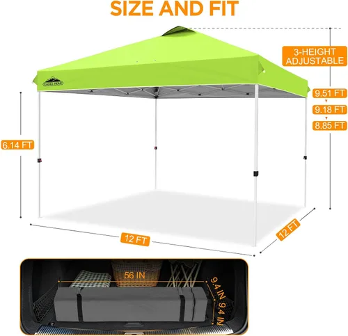 Miniatura 205 de EAGLE PEAK Tienda de campaña desplegable con bolsa de transporte con ruedas, 8 estacas, 4 cuerdas, 4 bolsas de peso, toldo de tienda de campaña
