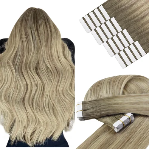 Miniatura 25 de YoungSee - Extensiones de cabello humano con cinta adhesiva, color negro ombre, extensiones de cabello humano real, cinta adhesiva invisible