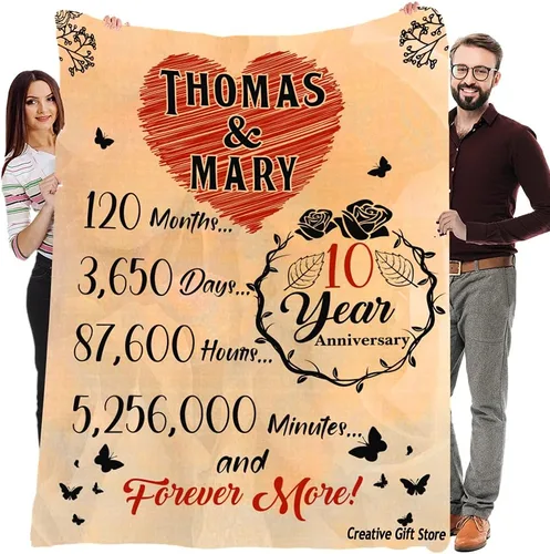Miniatura 23 de Mantas de forro polar personalizadas para esposa con nombre de marido, el mejor regalo para tu compañero de vida con citas, regalos del día de San