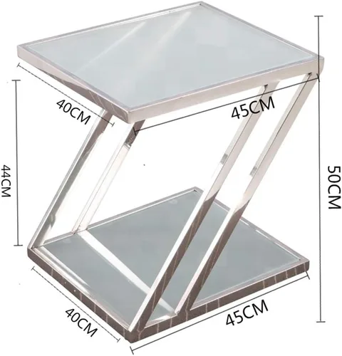 Miniatura 2 de WFF - Mesa de sofá de acero inoxidable, mesa de centro de vidrio templado, mesa de teléfono de oficina, mesita de noche para dormitorio, 17.7 in