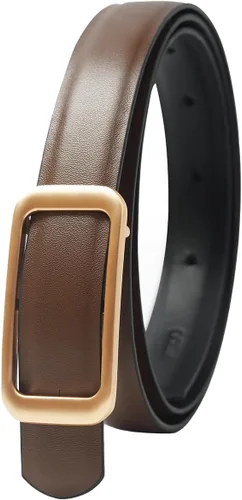 GOELIA Women's Reversible Genuine Leather Belt Thin Fashion Waist Belts for Jeans Pants Dresses with Buckle