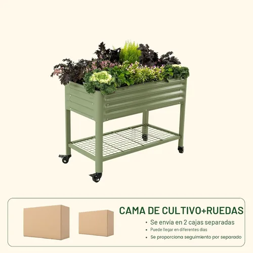 Miniatura 3 de Cama de jardín elevada rodante - Serie V, camas de jardín de 2' x 4' con patas y estante de almacenamiento para patio y porche, capacidad