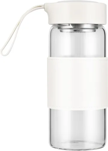 Miniatura 11 de Pequeña botella coctelera de vidrio, 16 onzas, sin BPA, sin olor, con bola mezcladora 304SS y cepillo de limpieza extraíble para fitness y batidos