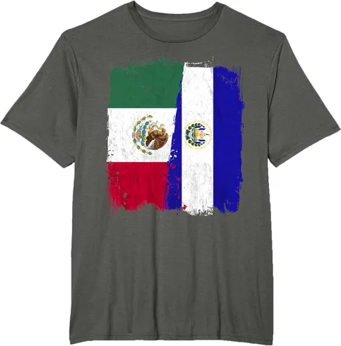 Miniatura 7 de Camiseta con la bandera mexicana de El Salvador con la mitad de la bandera mexicana de El Salvador