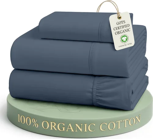 Miniatura 25 de Lane Linen Sábanas de cama tamaño Queen, juego de sábanas 100 % algodón orgánico, sábanas refrescantes suaves tamaño Queen, juego de sábanas Queen