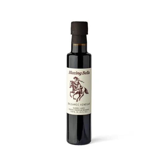 Miniatura 4 de Conjunto de Variedad de Cinco Botellas de Vinagre Balsámico de Blazing Bella de 250 ML - Envejecido en Barril, Fresa, Frambuesa, Blanco y Higo