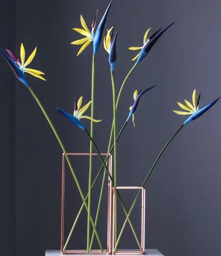 Miniatura 2 de Paquete de 8 flores artificiales de 21-1/2 pulgadas, ave del paraíso, planta verde para decoración del hogar, jardín, oficina, veranda, decoración