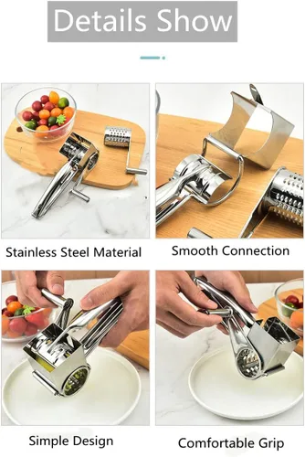 Miniatura 4 de Rallador de queso, rallador rotativo de manivela rotativa, rallador de queso, rallador de queso giratorio de mano para cocina, manualidades