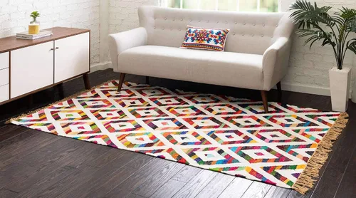 Miniatura 3 de Unique Loom Chindi Trellis Collection - Alfombra geométrica, suroeste, diamantes, colores brillantes