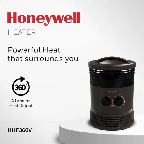 Miniatura 2 de Honeywell HHF360V - Calentador forzado de ventilador envolvente de 360 grados con salida de calor envolvente, calentador portátil de eficiencia