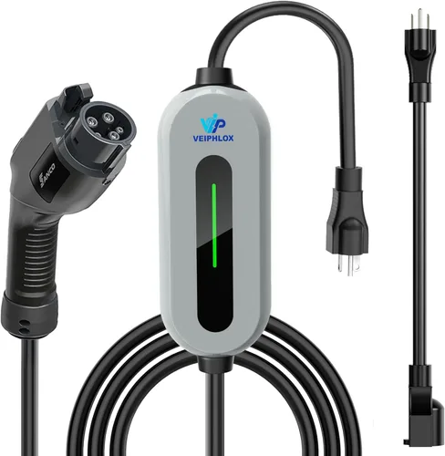 Cargador Ev portátil de nivel 1 y 2 16A, cargador de coche eléctrico J1772 con cable de 25 pies, estaciones de carga de vehículos eléctricos al aire