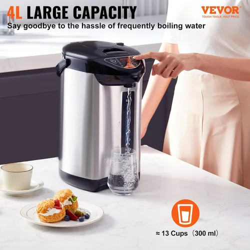Miniatura 27 de VEVOR Dispensador de agua caliente, caldera y calentador de agua ajustable de 4 temperaturas, calentador de agua de encimera de acero inoxidable