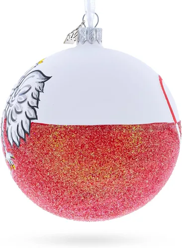 Miniatura 2 de Bandera de Polonia bola de cristal adorno de Navidad 4 pulgadas
