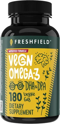 Miniatura 11 de Freshfield Omega 3 vegano, aceite de algas (algas), empresa libre de aceite de pescado, probado por terceros, sin carragenano, suplemento de DHA