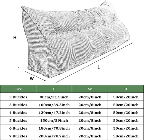 Miniatura 7 de Almohada triangular para cabecero, almohada de cuña grande para respaldo de lectura para sofá cama, cojín triangular con bolsillo y funda extraíble