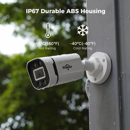 Miniatura 9 de Hiseeu Sistema de cámara de seguridad para exteriores con cable 3K con audio, luz dual inteligente, DVR de vigilancia de 5 MP 8 canales, cámaras
