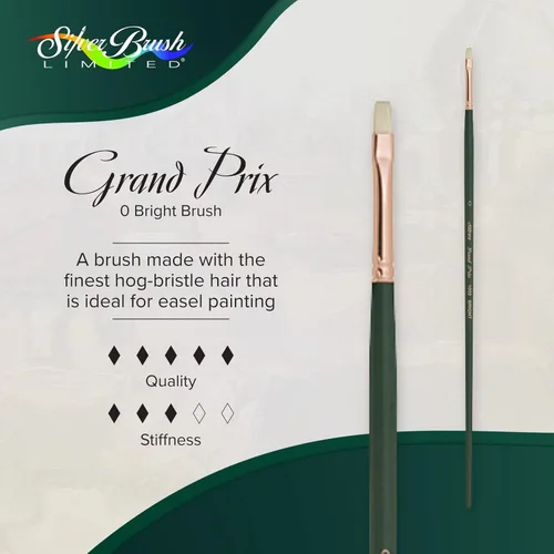 Miniatura 2 de Silver Brush 1002-0 Grand Prix Premier - Cepillo de cerdas de cerdo de mango largo, brillante, tamaño 0