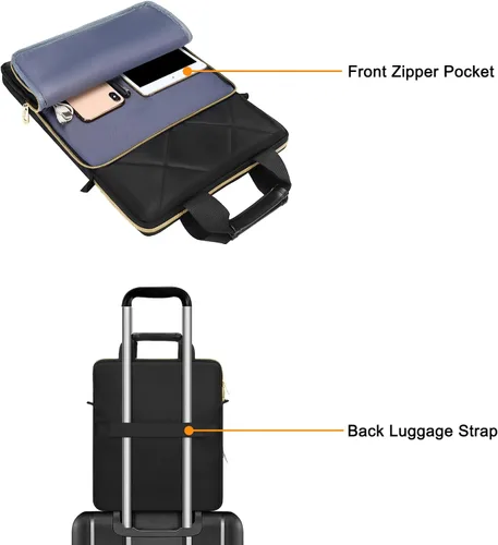 Miniatura 5 de MOSISO Vertical Laptop Bag,Computer Bags,Rhombus Quilted Laptop Shoulder Bag with Trolley Sleeve&Pocket&Handle