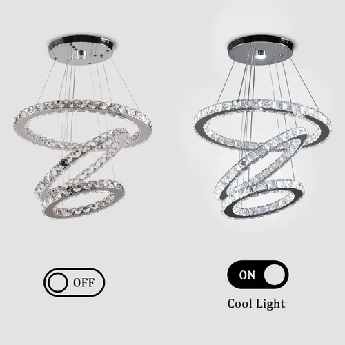 Miniatura 3 de Lámparas de araña LED de cristal modernas, lámparas colgantes con anillos (blanco frío 30/40/50 cm)