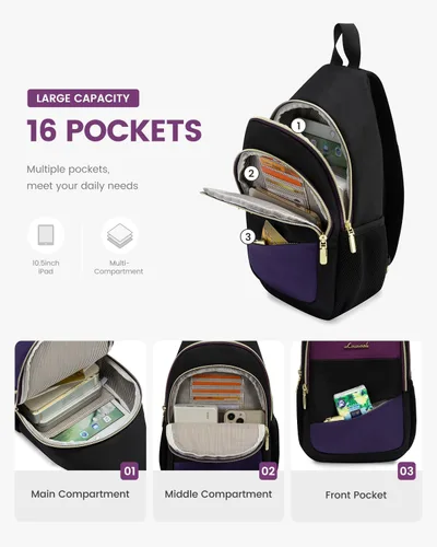 Miniatura 4 de LOVEVOOK - Mochila convertible tipo bandolera para mujeres, mochila pequeña para pañales, senderismo, mochila de viaje resistente al agua