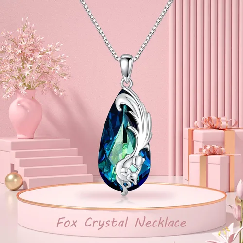 Miniatura 4 de PELOVNY Collares para mujer, regalo para el día de la madre, collar de plata de ley 925, collar con colgante de animales de larimar, zorro, león