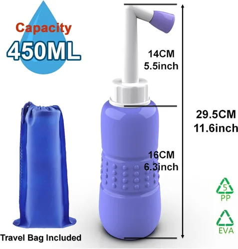 Miniatura 5 de Bidé portátil para inodoro de 15.2 fl oz para cuidado posparto, botella perineal El bidé de viaje original con tapa de sellado de agua, bolsa
