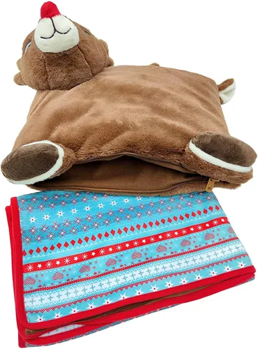 Miniatura 3 de Animal Adventure® Rudolph The Red-Nosed Reindeer® Rudolph Character Cuddle Combos™ 2 en 1 Stow-n-Throw Cuddle Bud con asa de transporte