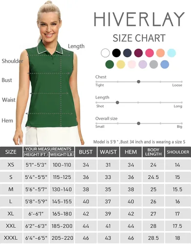 Miniatura 6 de Camisetas tipo polo para mujer, sin mangas, para golf, tenis, UPF 50+, ligeras