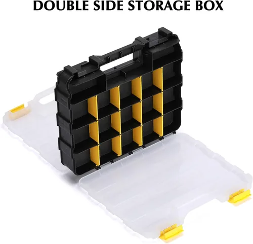 Miniatura 4 de EMENTOL Organizador de herramientas de doble cara con separadores de plástico personalizables/extraíbles, caja de almacenamiento para tornillos