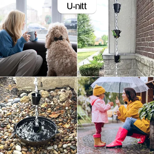 Miniatura 9 de U-nitt Cadena de lluvia para recolección de agua para canalones, recolector de agua de lluvia y desviador, cadenas de 8.5 pies para jardín exterior