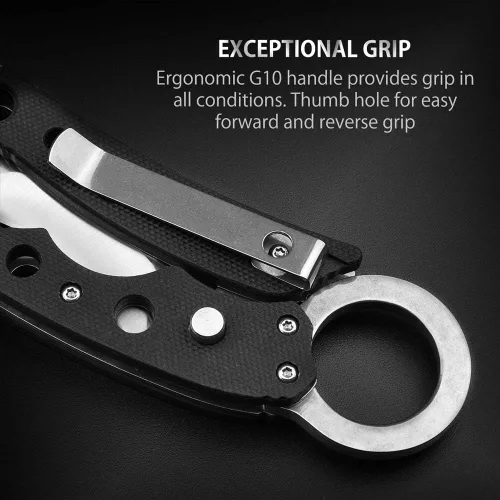 Miniatura 3 de Cuchillo de bolsillo NedFoss, cuchillo plegable EDC con clip, mango G10, bloqueo de botón, cuchillos compactos y geniales para el uso diario