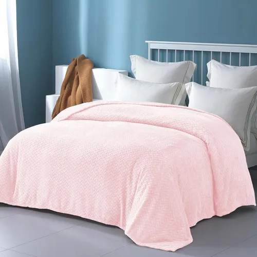 Miniatura 3 de Exclusivo Mezcla - Manta de tamaño individual de vellón, color rosa claro, para cama, 90 x 66 pulgadas, suave, acogedora, en 3D, de franela